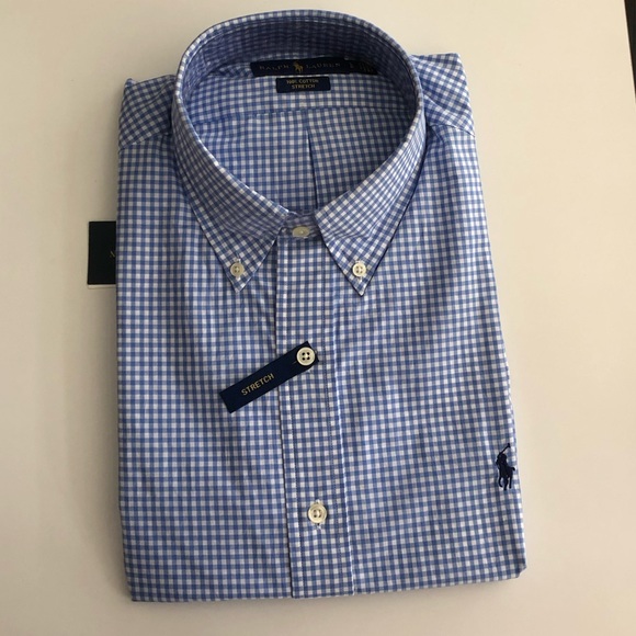Polo Ralph Lauren Blue Gingham Dress Shirt NWT - Picture 1 of 7